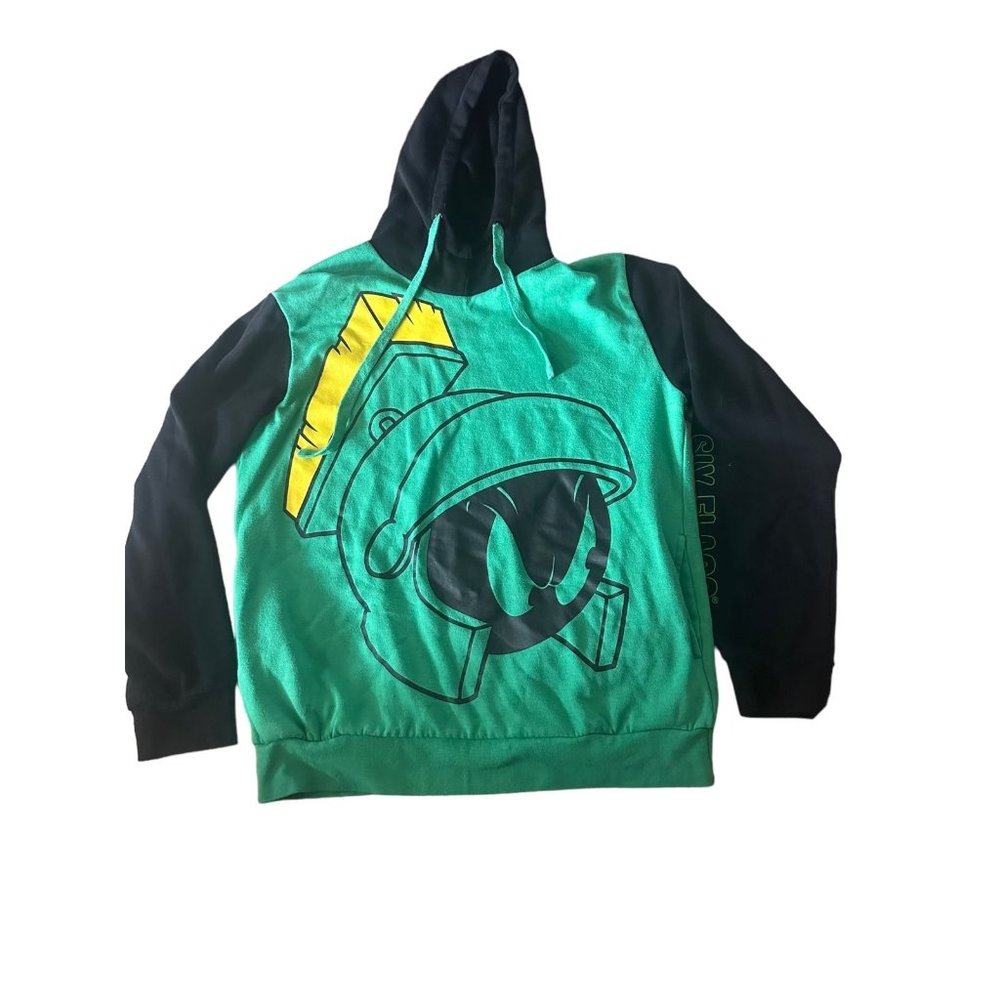 Marvin The Martian Long Sleeve Pullover HOODIE Size:‎ M Green